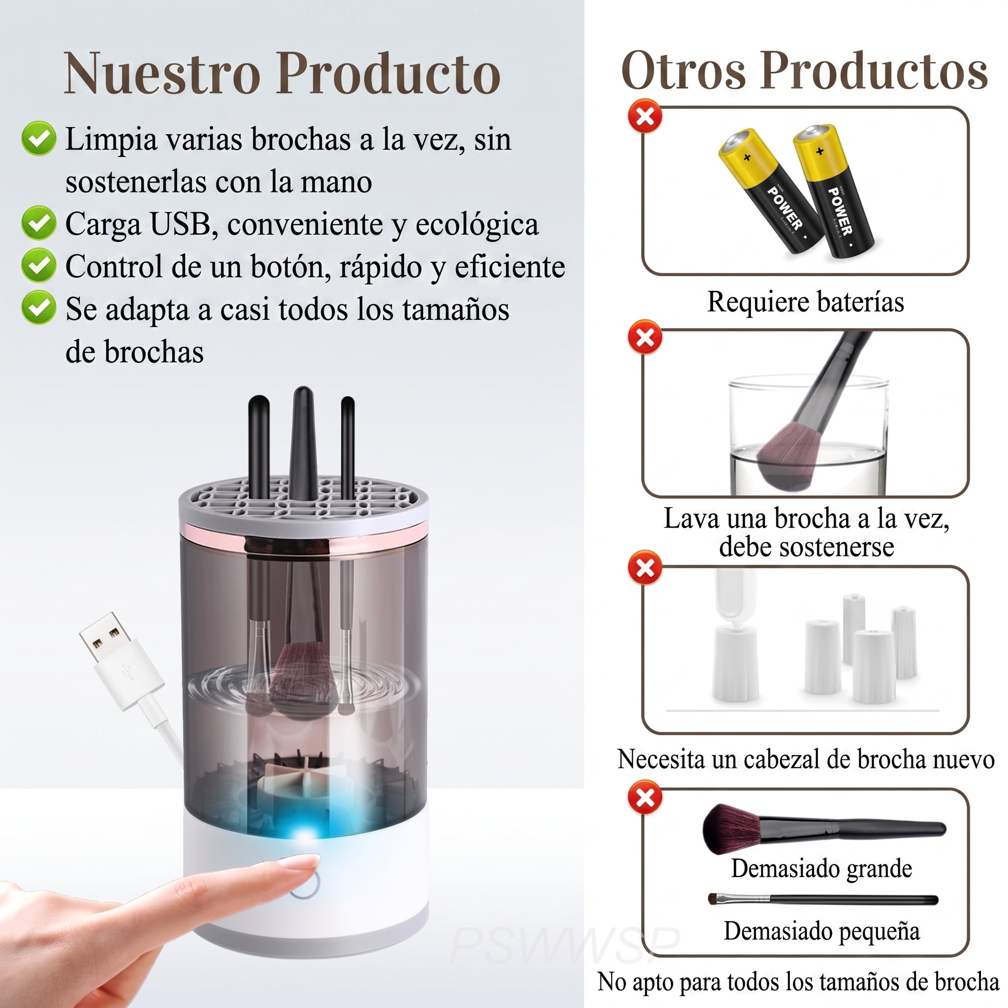 Limpiador Eléctrico de Brochas de Maquillaje Portátil (USB)